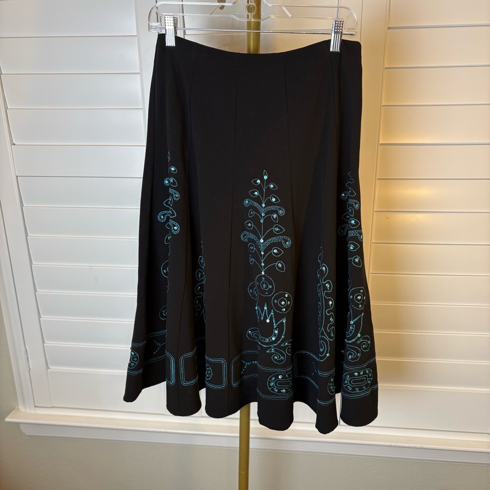 Allison Taylor Black Skirt with Teal Embroidery
0190
